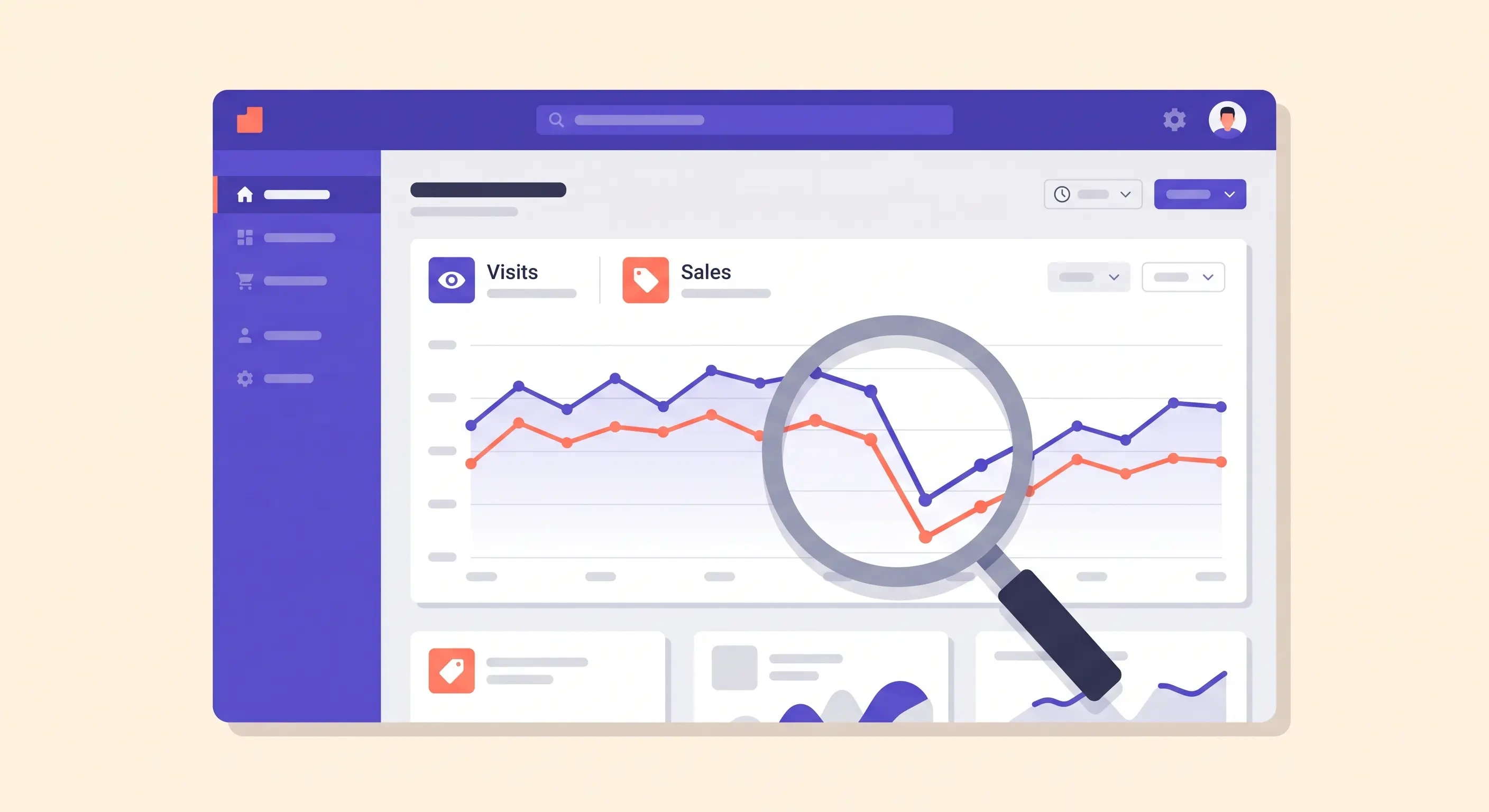 Gráfico de visitas y ventas de una tienda Tiendanube